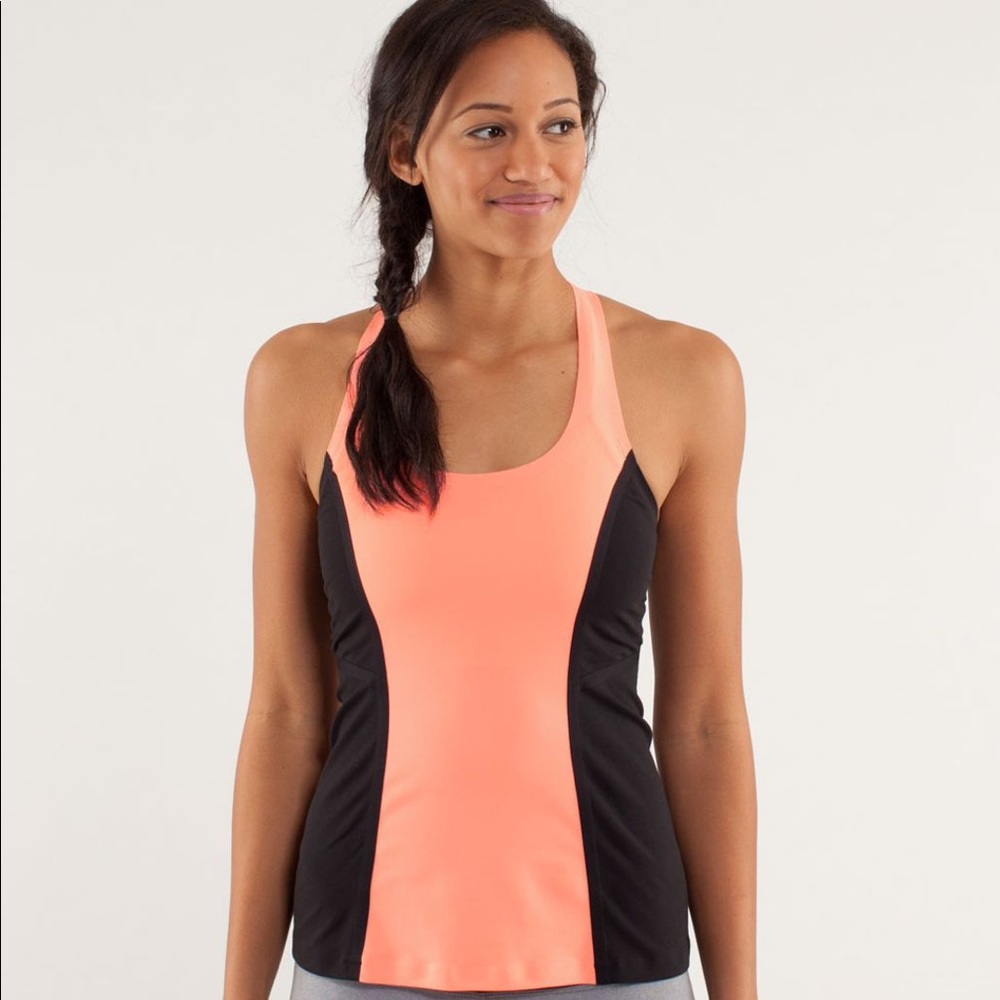 Lululemon racerback tank orange and black size 8